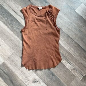 bebe Brown Tank Top with Bow Detail